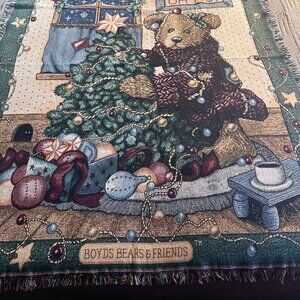 (VCC)Boyds Bears & Friends Christmas Tapestry Throw Blanket
